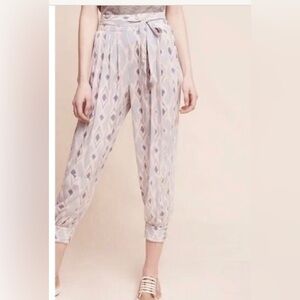 Hei Hei Anthropologie harem Ikat blue purple pattern belted joggers women’s 4